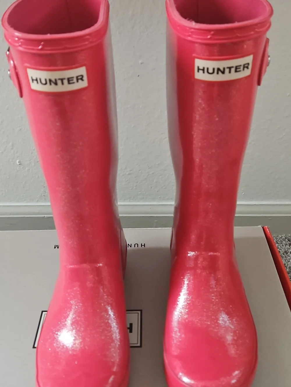 Hunter Girls Pink Glitter Rain Boots 4g Preppy British Girlhood Gorpcore Utility